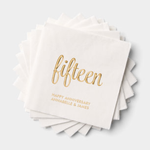 Elegant 15th Wedding Anniversary Gold Foil Napkins