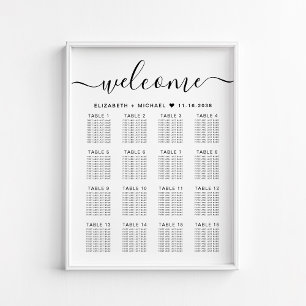 Elegant 16 Table Wedding Seating Chart