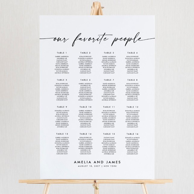 Elegant 16 Tables Favourite People Seating Chart (Creator Uploaded)