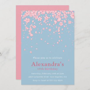 Elegant 16th birthday invitations Floral Pink
