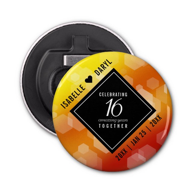 Elegant 16th Golden Topaz Wedding Anniversary Bottle Opener (Front)