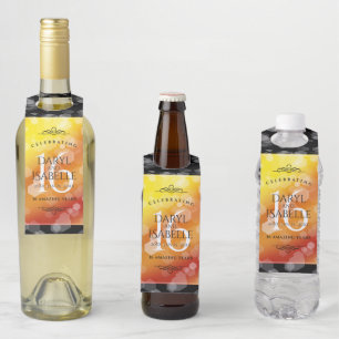 Elegant 16th Golden Topaz Wedding Anniversary Bottle Tag