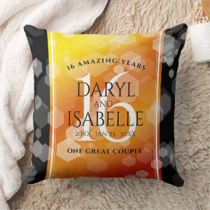 Elegant 16th Golden Topaz Wedding Anniversary Cushion