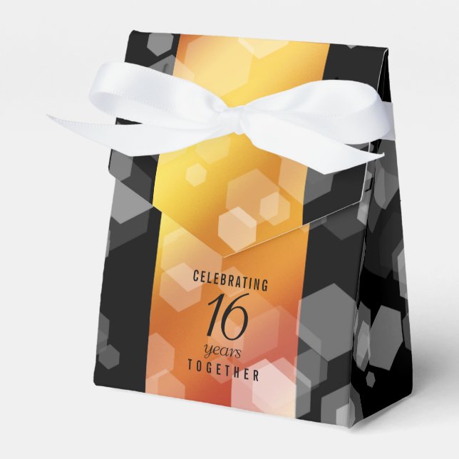 Elegant 16th Golden Topaz Wedding Anniversary Favo Favour Box (Front Side)