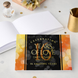 Elegant 16th Golden Topaz Wedding Anniversary Guest Book