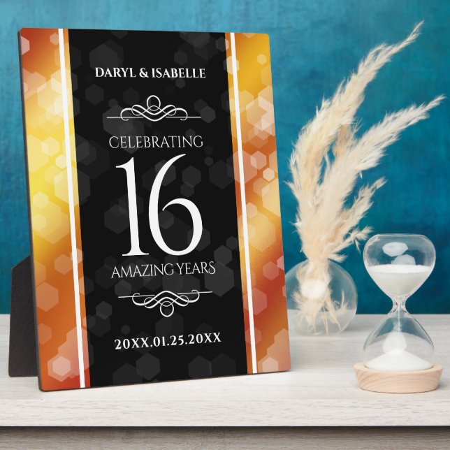 Elegant 16th Golden Topaz Wedding Anniversary Plaque (Side)
