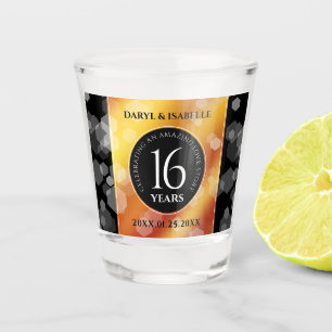 Elegant 16th Golden Topaz Wedding Anniversary Shot Glass