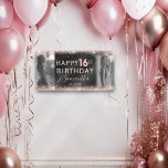Elegant 16th Rose Gold Glitter & Photo Birthday Banner<br><div class="desc">Celebrate your Sweet 16 in style with this glamourous party banner! Featuring elegant rose gold glitter along the top and bottom edges, the design highlights "16" in bold faux balloon-style text for a dazzling effect. Customise it with your name and favourite photos to create a unique and memorable decoration. Perfect...</div>