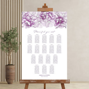 Elegant 17 Table Pink Floral Wedding Seating Chart