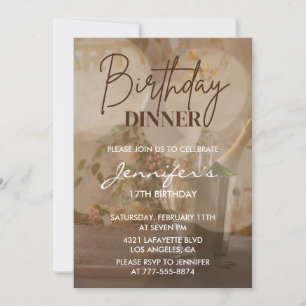 Elegant 17th birthday invitations Champagne Chic