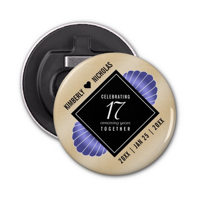 Elegant 17th Shells Wedding Anniversary Bottle Opener (Front)