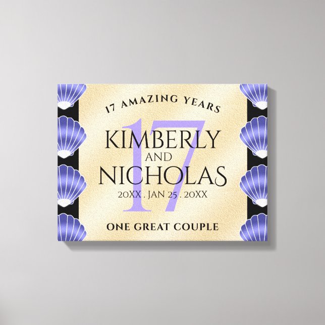 Elegant 17th Shells Wedding Anniversary Canvas Print (Front)