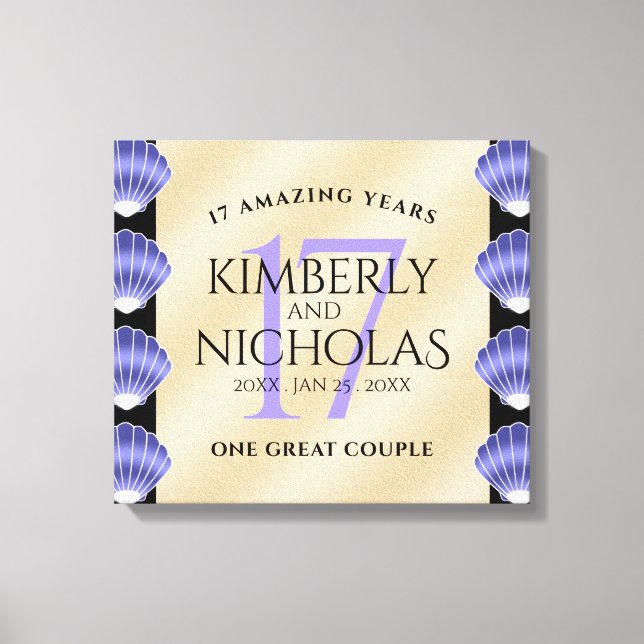 Elegant 17th Shells Wedding Anniversary Canvas Print (Front)