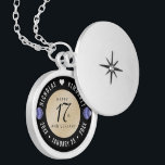 Elegant 17th Shells Wedding Anniversary Locket Necklace<br><div class="desc">Commemorate the 18th wedding anniversary with this elegant locket! Elegant black and white serif and sans serif lettering with stylised seashells on a beach sand white background add a memorable touch for this special occasion and milestone. Customise with the happy couple's names, and add dates for their shells anniversary. Design...</div>
