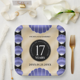 Elegant 17th Shells Wedding Anniversary Paper Plate