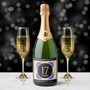 Elegant 17th Shells Wedding Anniversary Sparkling Wine Label
