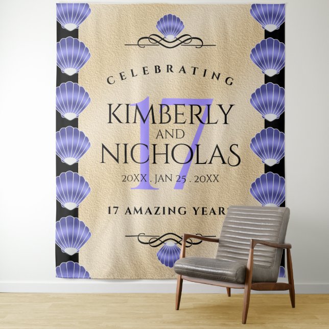 Elegant 17th Shells Wedding Anniversary Tapestry (In Situ)