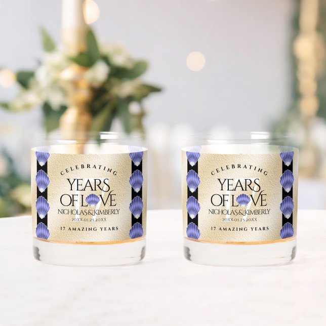 Elegant 17th Shells Wedding Anniversary Whiskey Glass (Insitu (Wedding))