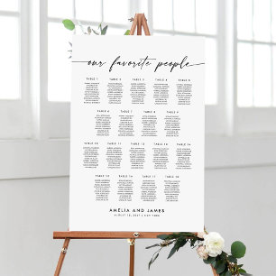 Elegant 18 Tables Favourite People Seating Chart