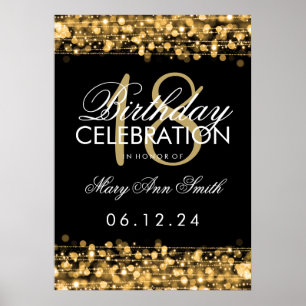 Elegant 18th Birthday Party Sparkles Gold Poster