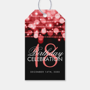 Elegant 18th Birthday Party Sparkles Red Gift Tags