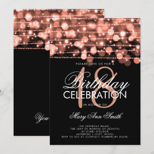 Elegant 18th Birthday Party Sparkles Rose Gold Invitation