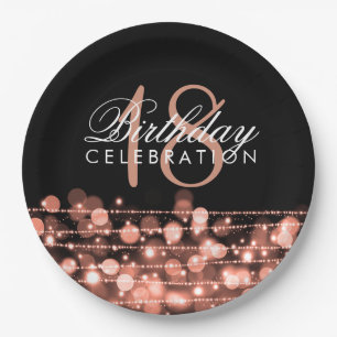 Elegant 18th Birthday Party Sparkles Rose Gold Paper Plate