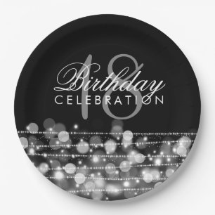Elegant 18th Birthday Party Sparkles Silver Paper Plate