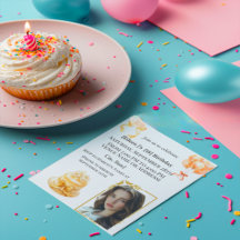 Elegant 18th Birthday Photo Party Invitation | Gol