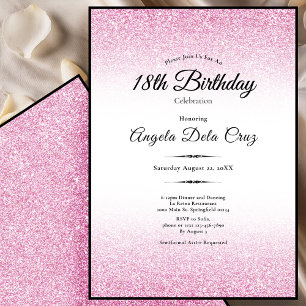 Elegant 18th Birthday Pink Glitter Debut Invitation