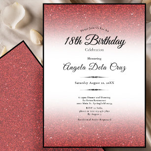 Elegant 18th Birthday Red Glitter Debut Invitation