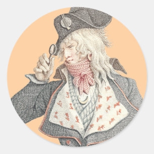 Elegant 18th Century Frenchman with a Monacle Classic Round Sticker