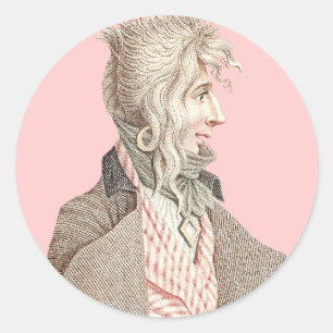 Elegant 18th Century Frenchman With Long Hair Classic Round Sticker