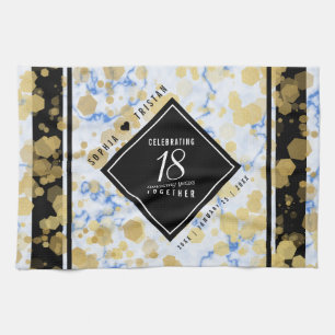 Elegant 18th Porcelain Anniversary Tea Towel
