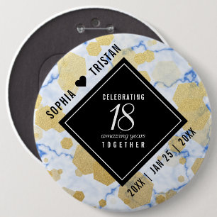 Elegant 18th Porcelain Wedding Anniversary 6 Cm Round Badge