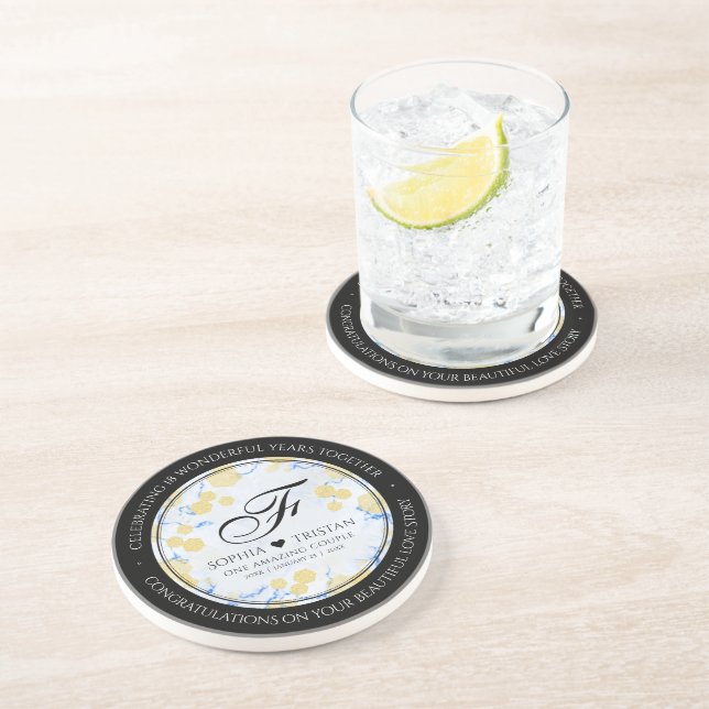 Elegant 18th Porcelain Wedding Anniversary Coaster (Side)