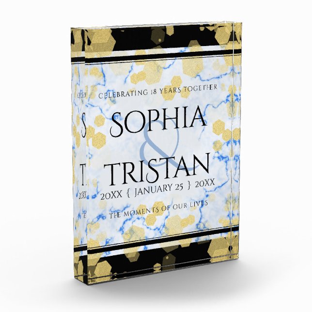 Elegant 18th Porcelain Wedding Anniversary Photo Block (Left)