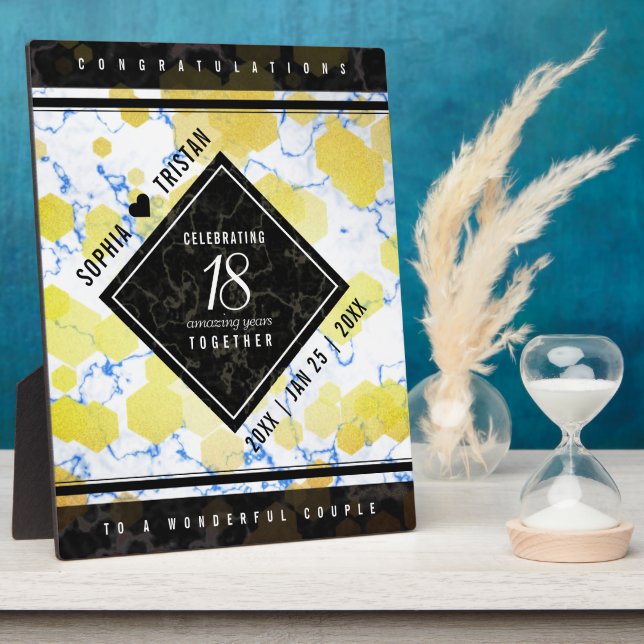 Elegant 18th Porcelain Wedding Anniversary Plaque (Side)