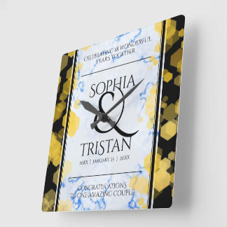 Elegant 18th Porcelain Wedding Anniversary Square Wall Clock