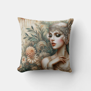 Elegant 1920s Flapper Lady from the Roaring 20s Cushion