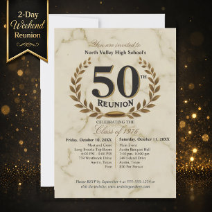 Elegant 1976 50th Class Reunion Marble Weekend Invitation
