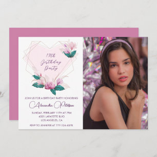 Elegant 19th birthday invitations Floral Photo