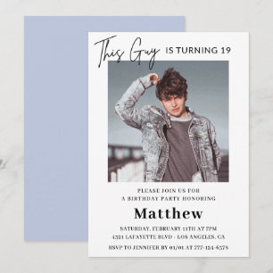 Elegant 19th birthday invitations Men Photo
