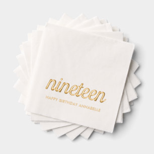 Elegant 19th Birthday Modern Gold Foil Napkins