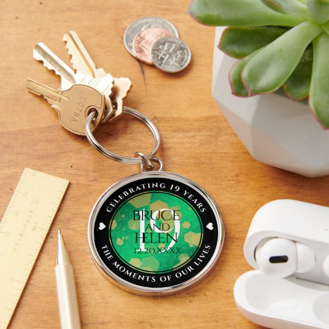 Elegant 19th Jade Wedding Anniversary Celebration Key Ring (Desk)
