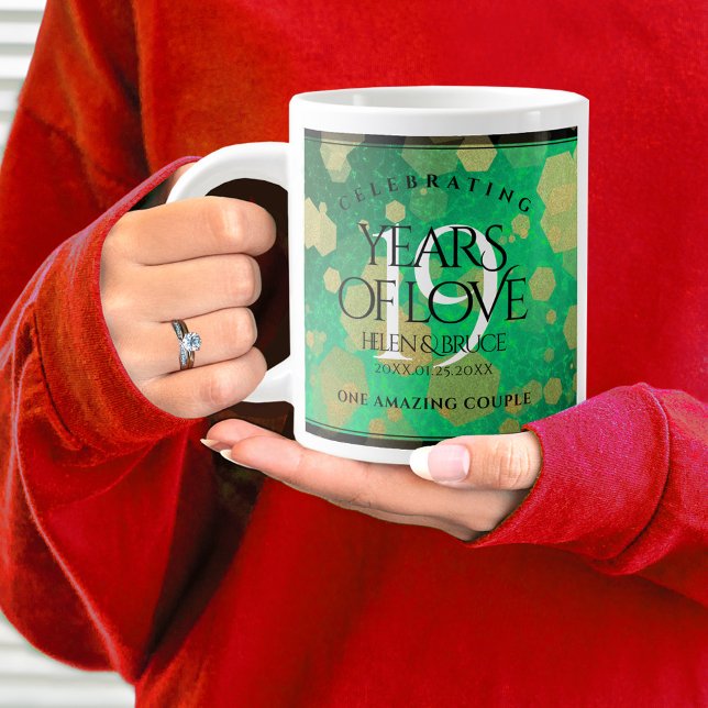 Elegant 19th Jade Wedding Anniversary Celebration Large Coffee Mug (19th Wedding Anniversary Jumbo Coffee Mug Cover Photo.)