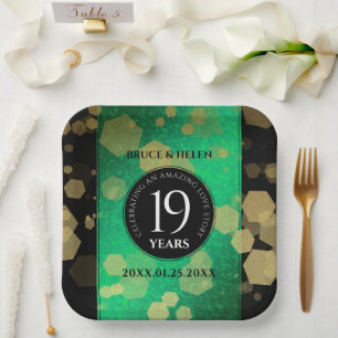 Elegant 19th Jade Wedding Anniversary Celebration Paper Plate