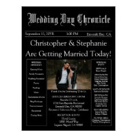 Elegant 1 Photo QR Code Newspaper Wedding Program