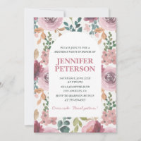 Elegant 1st birthday invitations Floral Boho