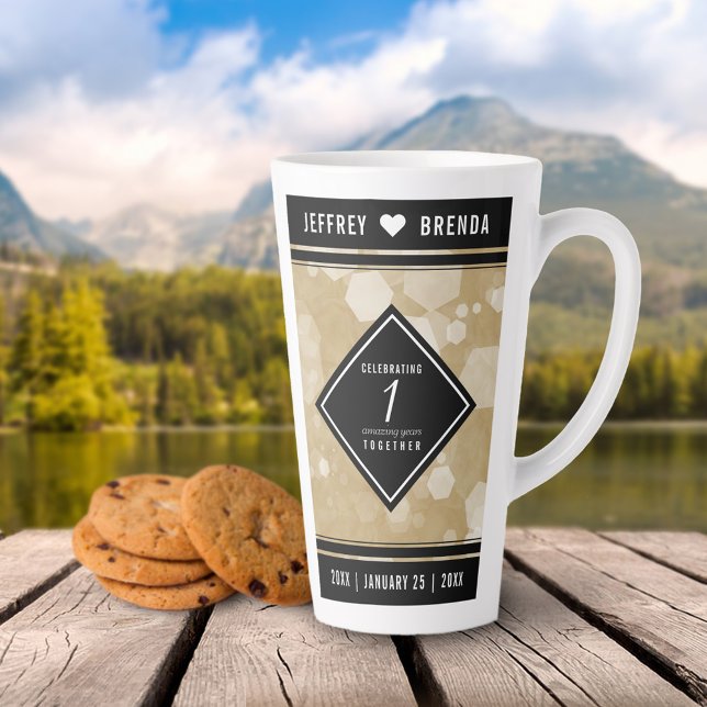 Elegant 1st Paper Wedding Anniversary Celebration Latte Mug (Creator Uploaded)